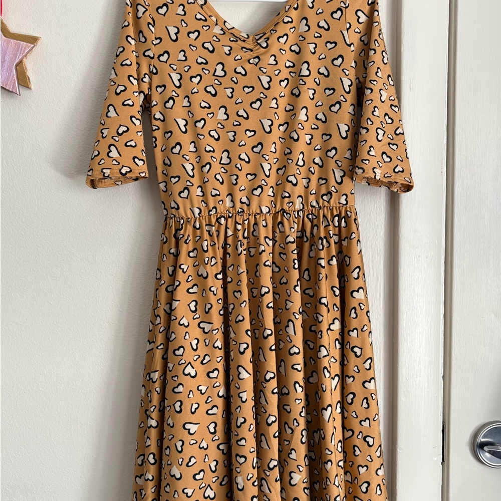Dot Dot Smile Tan Leopard Print Kids Dress